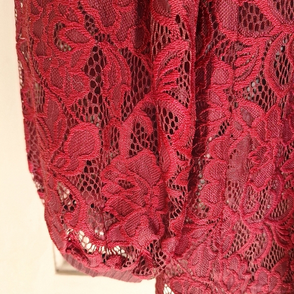 Nicole Sabbattini Elegant Lace Women's Top in Burgundy SzM - Picture 8 of 9